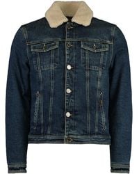 Moorer - Sheepskin-Trimmed Denim Jacket - Lyst