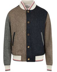 Thom Browne - Donegal Tweed Colour-Blocked Bomber Jacket - Lyst