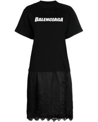 Balenciaga - Logo-print T-shirt Slip Dress - Lyst