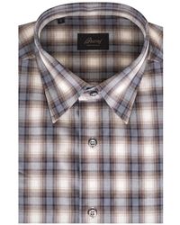 Brioni - Check-Pattern Long-Sleeve Shirt - Lyst