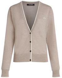 KARL LAGERFELD - Logo-Embroidered Merino-Wool Cardigan - Lyst