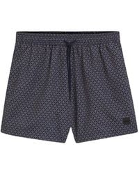 BOSS - Micro-Print Swim Shorts With Logo Badge - Lyst