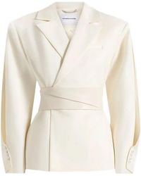 Manière De Voir - Marie Twist Sleeve Tailored Blazer With Belt - Lyst