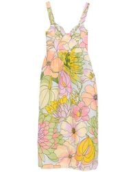 FARM Rio - Floral-Print Sweetheart-Neck Midi Dress - Lyst