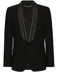 Dolce & Gabbana - Single-Breasted Jacket With Embroidered Shawl Collar - Lyst