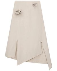 Coperni - Asymmetrical Linen Midi Skirt With 3D Flower Applique On The Front - Lyst
