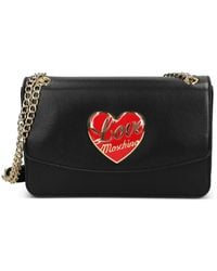 Love Moschino - Bolso de hombro con placa de corazón y cadena - Lyst