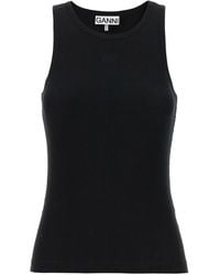 Ganni - Top Con Logo Bordado - Lyst