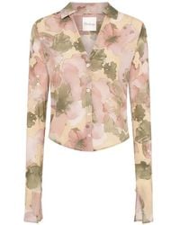 Paris Georgia Basics - Floral-Print Sheer Silk Shirt - Lyst