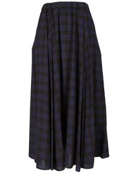 Aspesi - Check-Pattern Flared Midi Skirt - Lyst