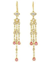 CAMILLE BEINHORN - Padparadscha And Diamond Drop Earrings - Lyst