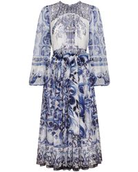 Dolce & Gabbana - Abito midi con stampa maioliche - Lyst