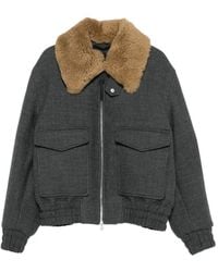 Ami Paris - Veste En Laine À Col En Peau Lainée - Lyst