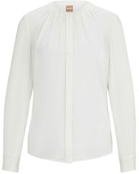 BOSS - Gathered-Neckline Blouse - Lyst