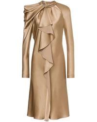Alberta Ferretti - Draped Satin Midi Dress - Lyst