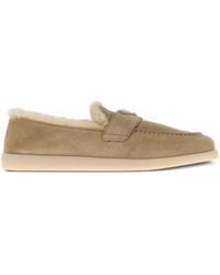 Prada - Suède Loafers Met Lammy Afwerking - Lyst