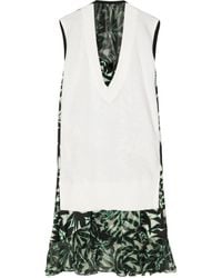 Sacai - Leaf-print panelled dress - Lyst