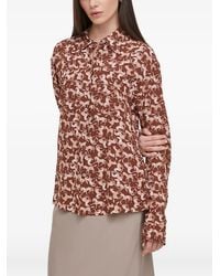 Benetton - Top Met Dierenprint En Kraag - Lyst
