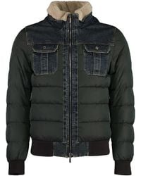 Moorer - Denim-Panelled Bomber Jacket - Lyst