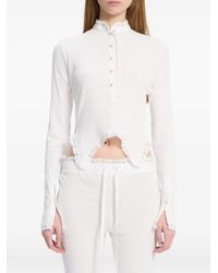 Ann Demeulemeester - Lace-Trim Ribbed Top - Lyst