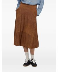 Semicouture - Laurencia Panelled Suede Midi Skirt - Lyst