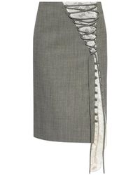 McQueen - Falda De Tubo Con Panel De Encaje Estilo Corsé - Lyst