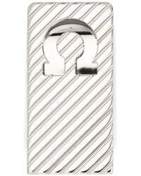 Ferragamo - Gancini-Logo Striped Tie Clip - Lyst