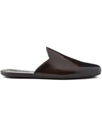 Prada - Logo-Stamp Brushed Leather Slippers - Lyst
