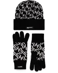 KARL LAGERFELD - Logo-Monogram Beanie And Gloves Set - Lyst