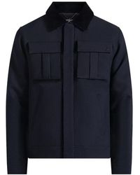 Manière De Voir - Twill Trucker Jacket With Velvet Collar - Lyst