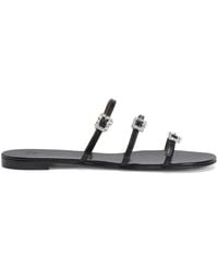 Giuseppe Zanotti - Himari Flat Crystal-Embellished Leather Sandals - Lyst