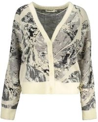 Desigual - Cardigan À Col V Et Motif Abstrait En Jacquard - Lyst
