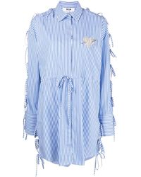 MSGM - Striped Cotton Shirtdress - Lyst