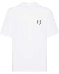 Brunello Cucinelli - T-Shirt Mit Logo-Patch - Lyst