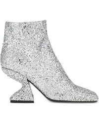 Ferragamo - Glitter-Effect Sculpted-Heel Ankle Boots - Lyst