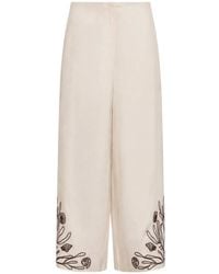 Marella - Mlldolce Embroidered Linen Trousers - Lyst