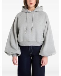 Guess - Krystal Balloon-Sleeve Cropped Cotton Hoodie - Lyst