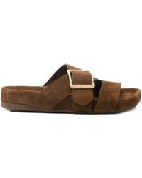 Loewe - Ease Buckle Suede Sandals - Lyst