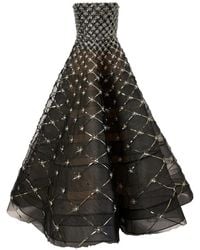 Carolina Herrera - Pearl-Embroidered Strapless Gown - Lyst