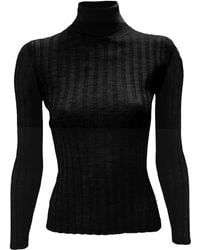 LA ROSE - Turtleneck Ribbed Sweater - Lyst