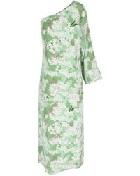 BERNADETTE - Lola Floral-print One-shoulder Silk Dress - Lyst
