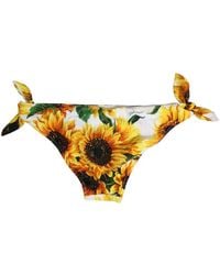 Dolce & Gabbana - Sunflower-Print Tie-Side Bikini Bottoms - Lyst
