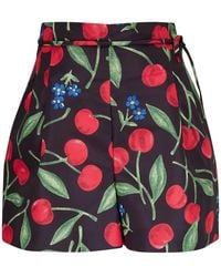 Carolina Herrera - Cherry-Print Tie-Waist Shorts - Lyst