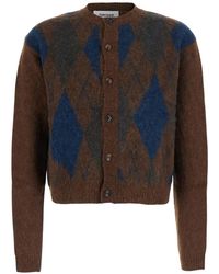 Tonywack - Cardigan À Motif Losanges En Intarsia Et Col Rond - Lyst