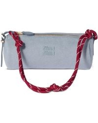 Miu Miu - Embroidered-Logo Gabardine Shoulder Bag - Lyst
