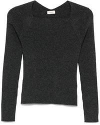 Agnona - Geribbelde Trui Met Vierkante Hals - Lyst
