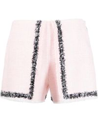 MSGM - Frayed-Edge Tweed Mini Shorts - Lyst