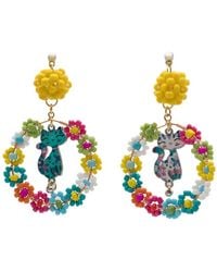 Amir Slama - Flower Cat-Motif Drop Earrings - Lyst