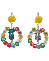 Amir Slama - Flower Cat-Motif Drop Earrings - Lyst