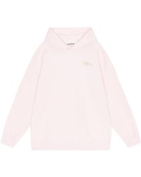 Ganni - Logo-Print Cotton Hoodie - Lyst